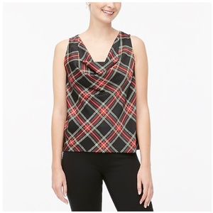 NWT J Crew Tartan Sleeveless cowlneck top